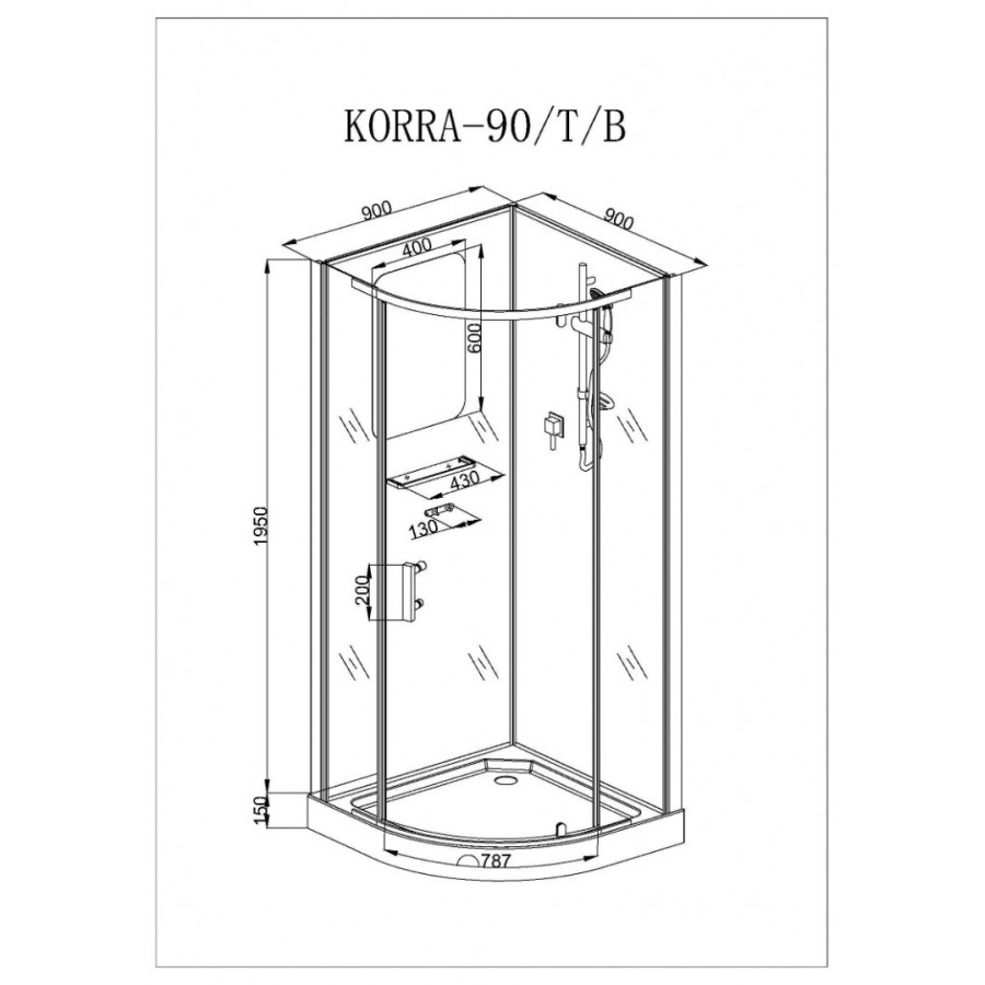 Душевая кабина Cerutti SPA Korra 90B 90x90 без крыши