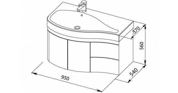 Тумба с раковиной aquanet сопрано 95 r белый