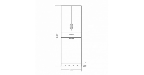 Пенал plaza 600 с бельевой корзиной