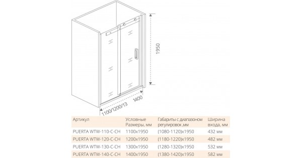 Душевой уголок good Door Latte WTW+SP-C-we 130x80.