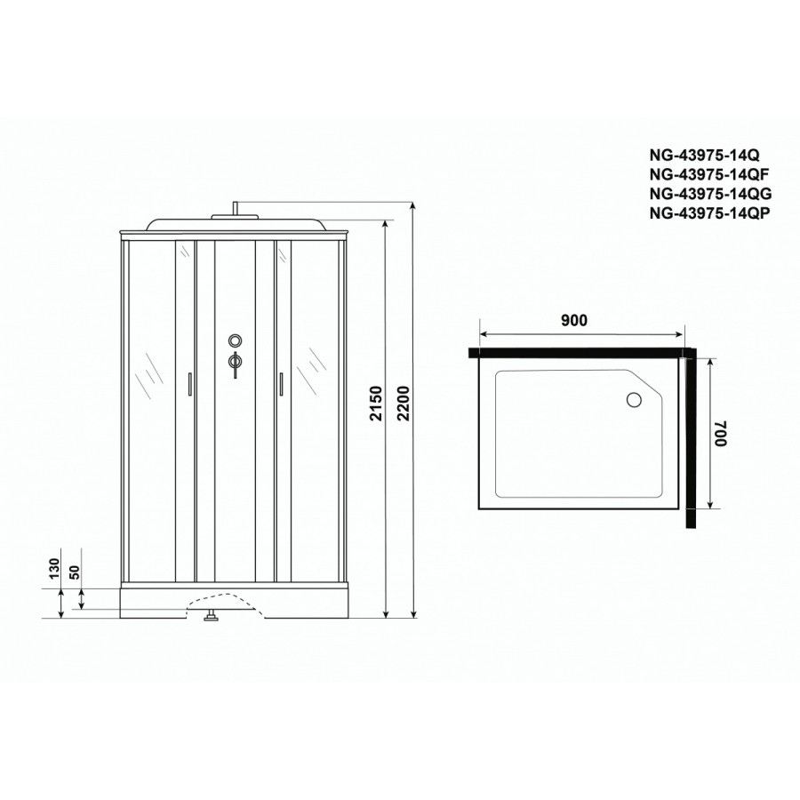 Душевая кабина Niagara Classic NG-43975-14Q 90x70, 39000 цена, купить в  Санкт-Петербурге