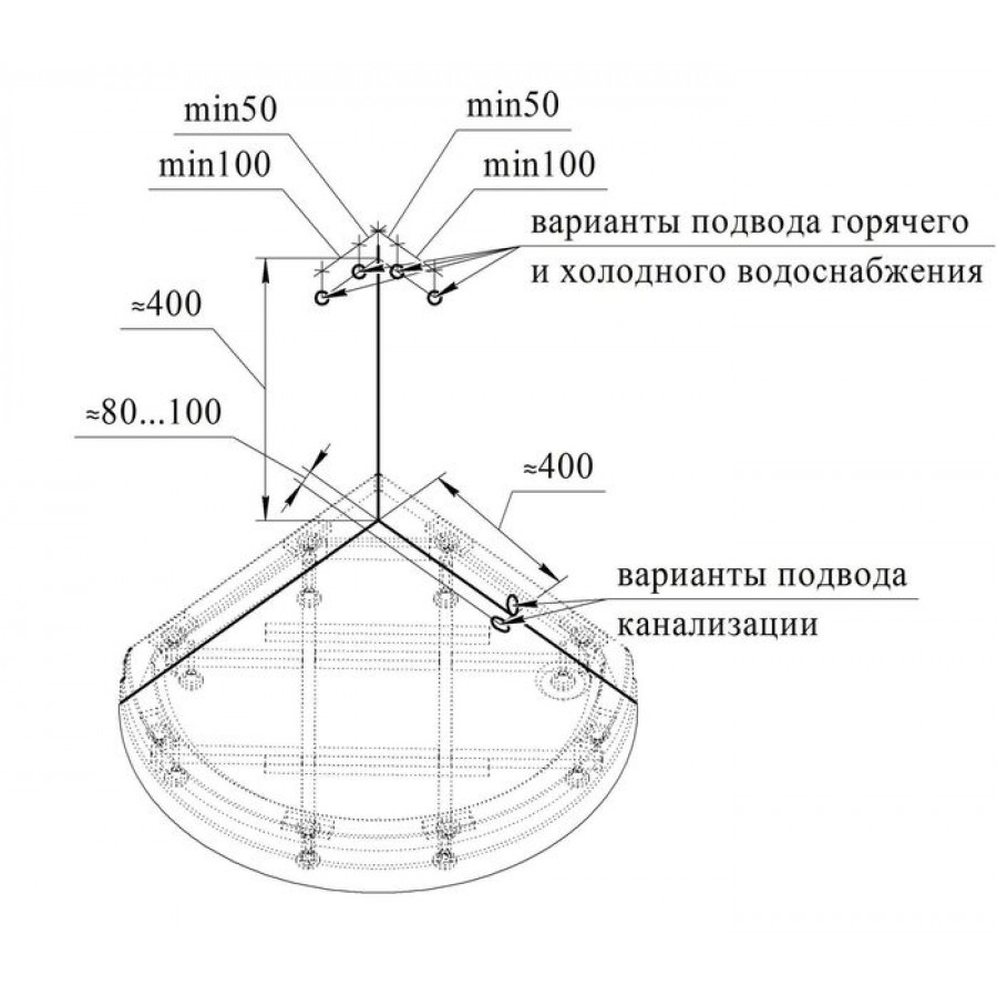 Высота слива для душевой кабины