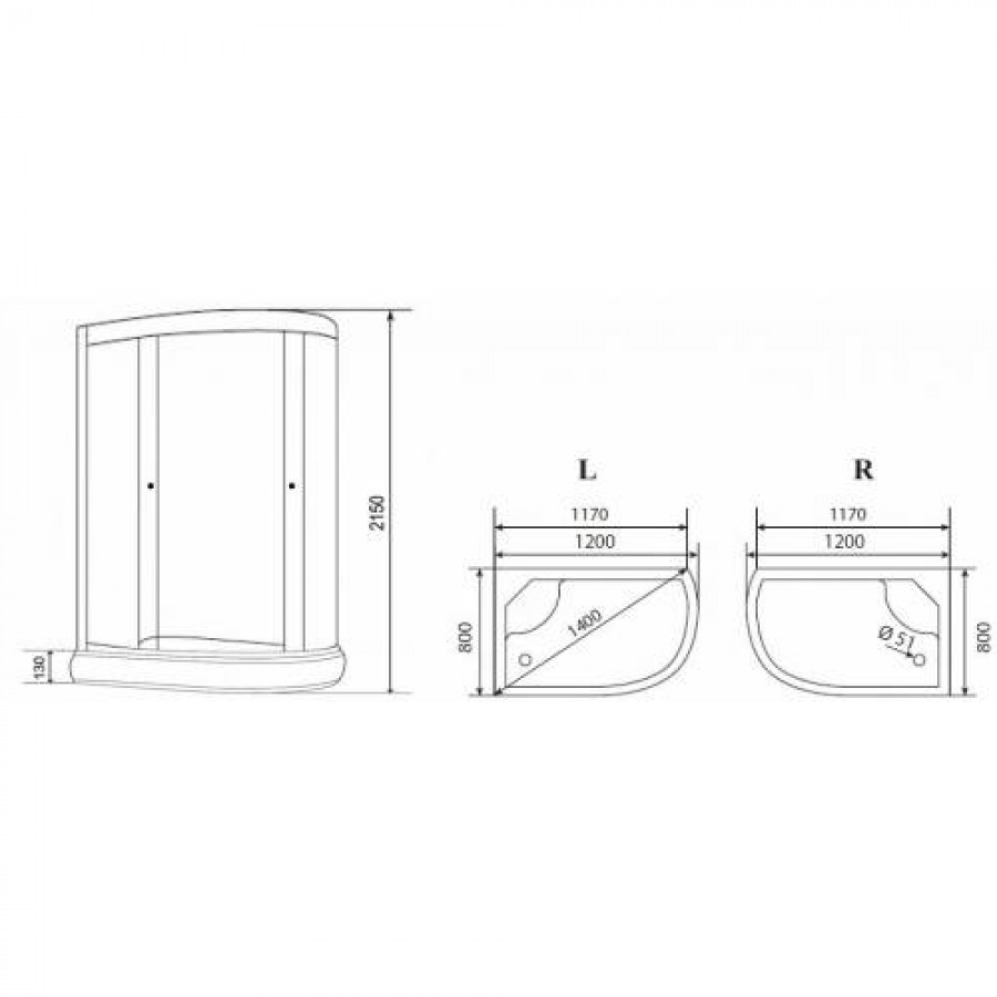Душевая кабина Loranto Sunway CS-66121L G 120 120x80
