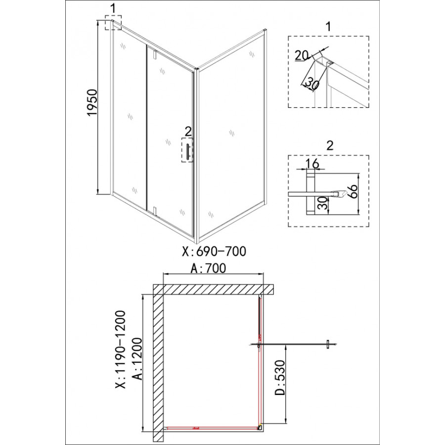 Душевой уголок Niagara Nova NG-43-12AG-NG-A70G 120x70