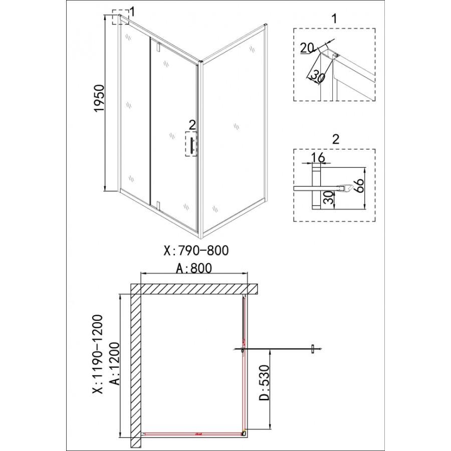 Душевой уголок Niagara Nova NG-43-12AG-NG-A80G 120x80