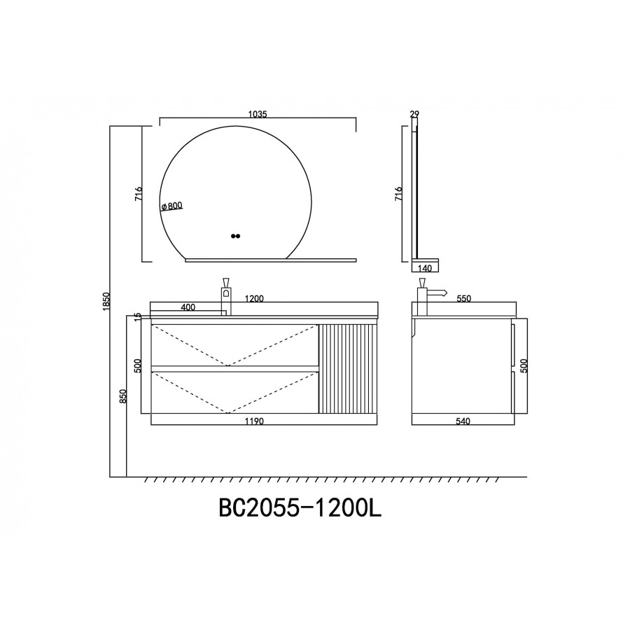 Тумба с раковиной Orans 120 BC-2055-1200L