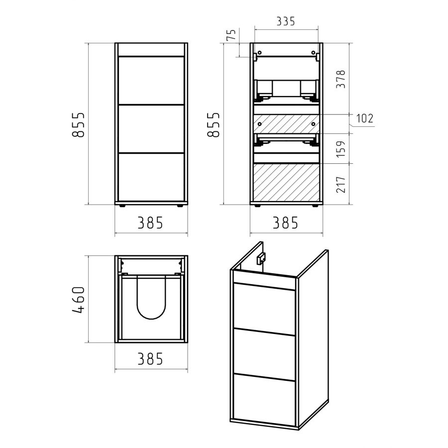 Тумба с раковиной для стиральной машины Brevita Grafit 40 УТ000015082 L,  35860 цена, купить в Санкт-Петербурге