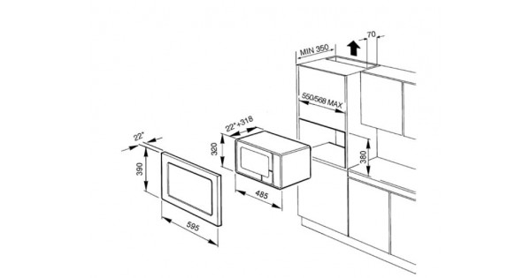 Встраиваемые микроволновые печи размеры для встраивания схема
