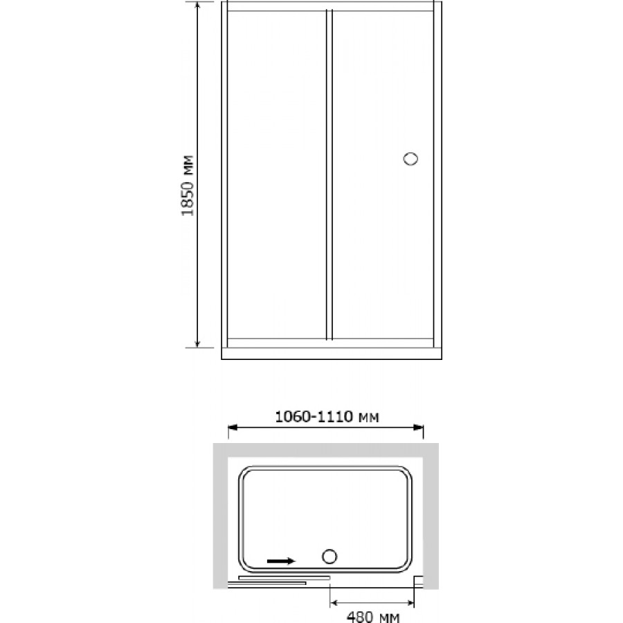 Душевая дверь в нишу RGW Classic CL-12 (106-111)x1850 стекло чистое
