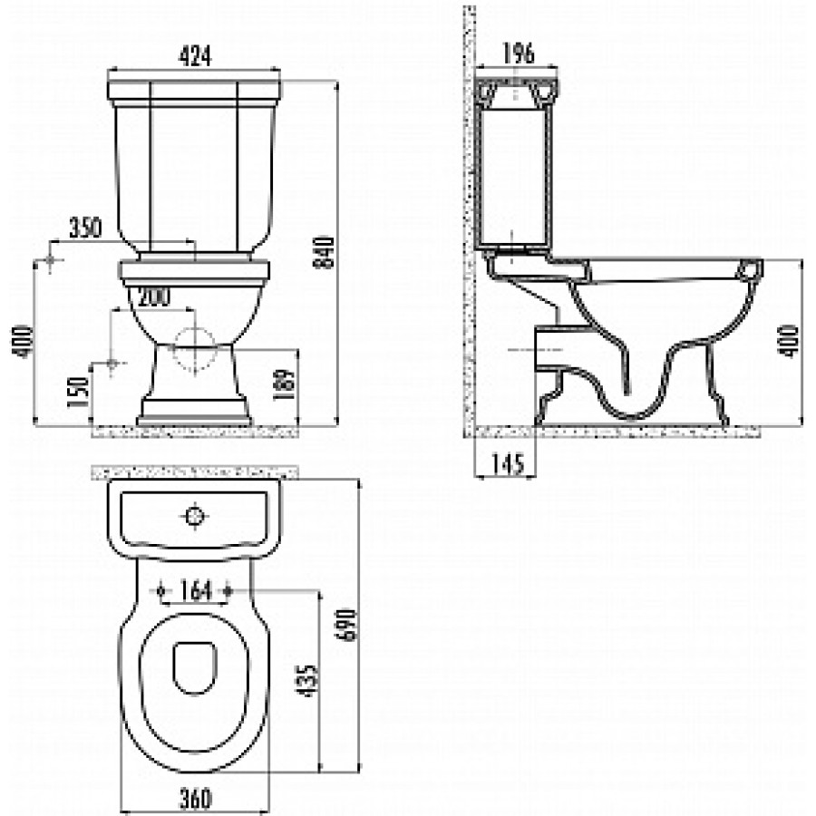 Бачок для унитаза Creavit Klasik KL410-OW версаче золото
