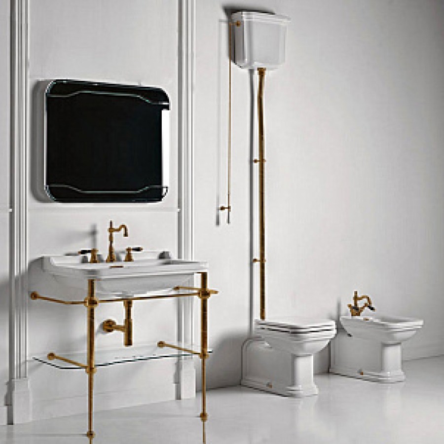 Крышка-сиденье Kerasan Waldorf 418601 белая, с микролифтом, петли бронза