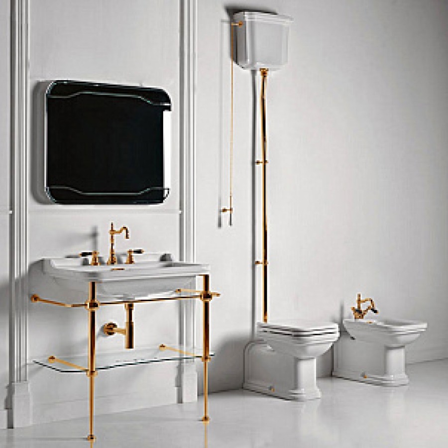 Крышка-сиденье Kerasan Waldorf 418701 белая, с микролифтом, петли золото