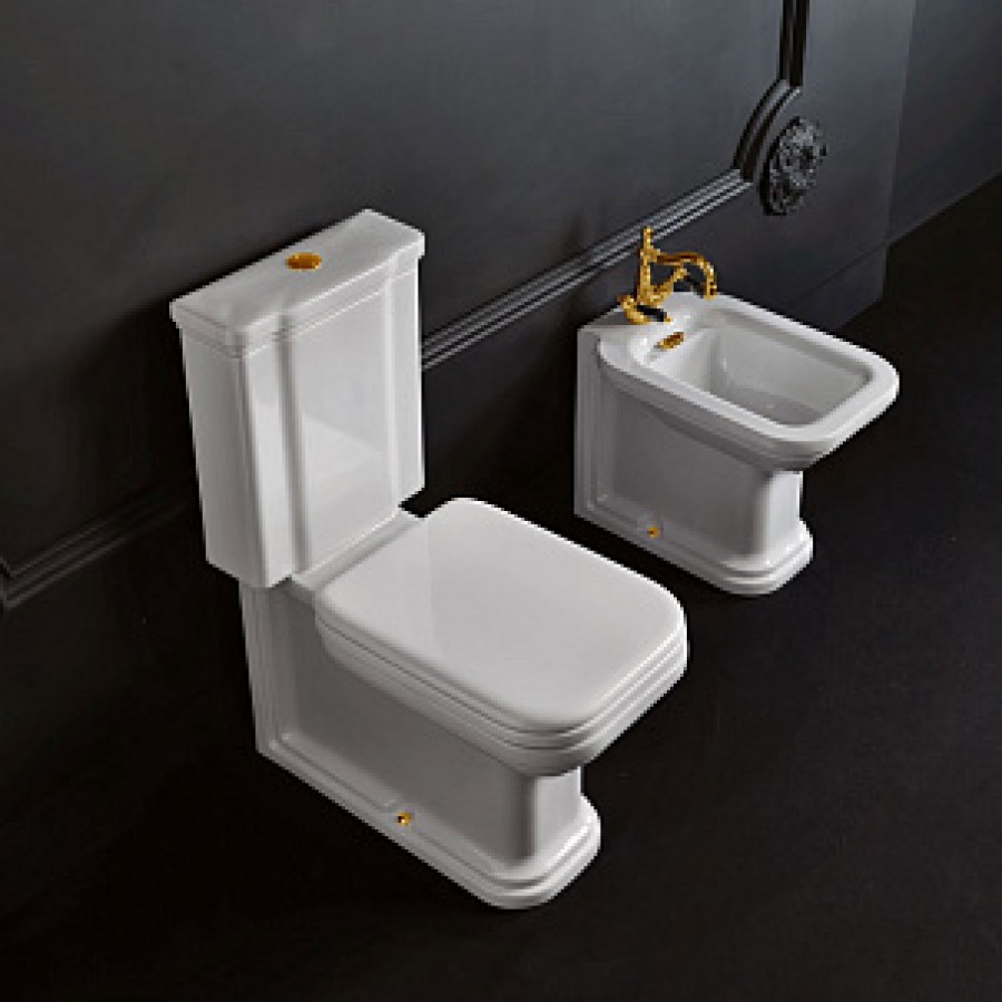Крышка-сиденье Kerasan Waldorf 418701 белая, с микролифтом, петли золото