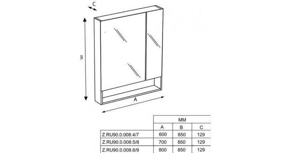 Зеркальный шкаф roca gap 60 белый zru9302748