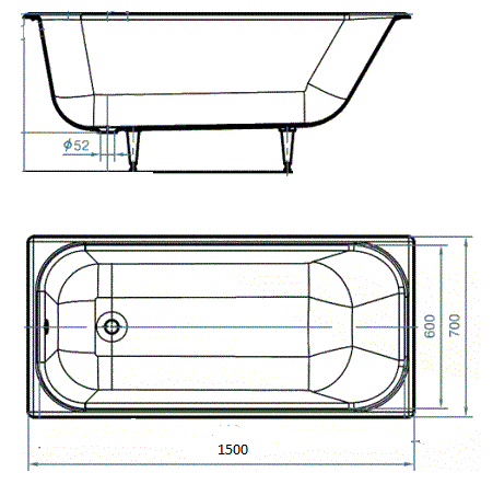 Чугунная ванна Byon B13 150x70 с ручками V0000218